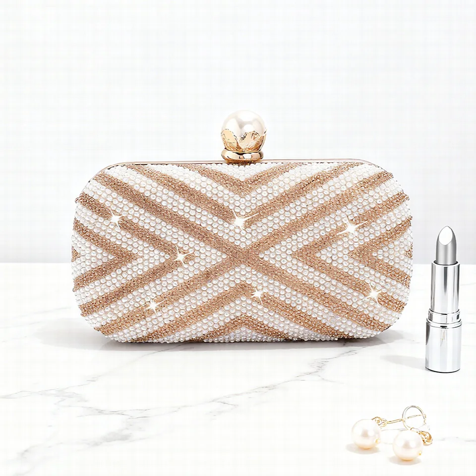 Pearl Beaded Box Clutch