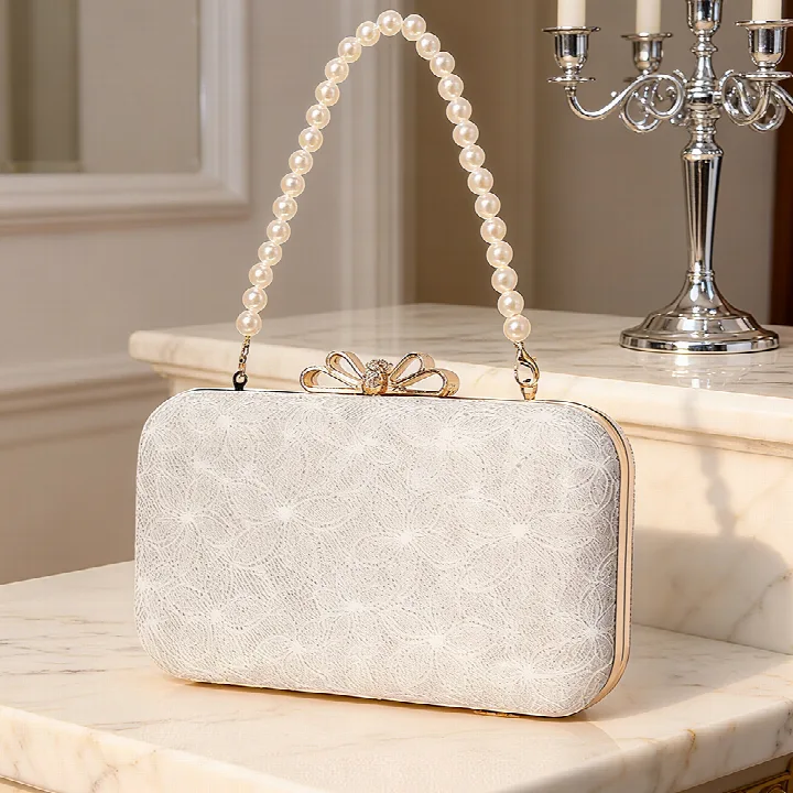 Satin Crystal Frame Clutch