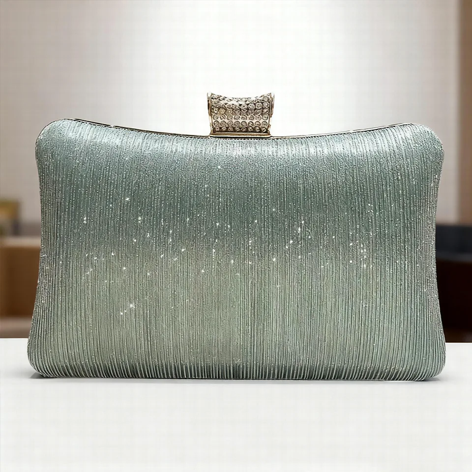 Metallic Pleated Clutch