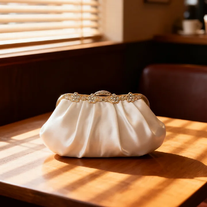 Satin Pleated Pouch Clutch