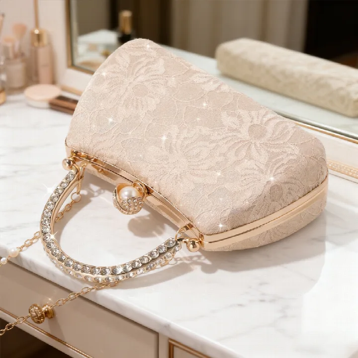 Lace Overlay Bridal Clutch