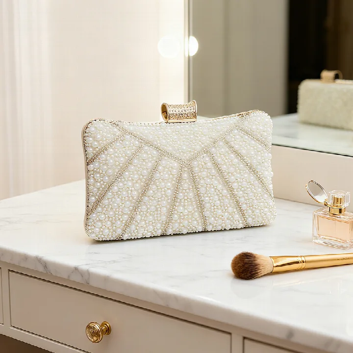 Quilted Pearl Evening Clutch