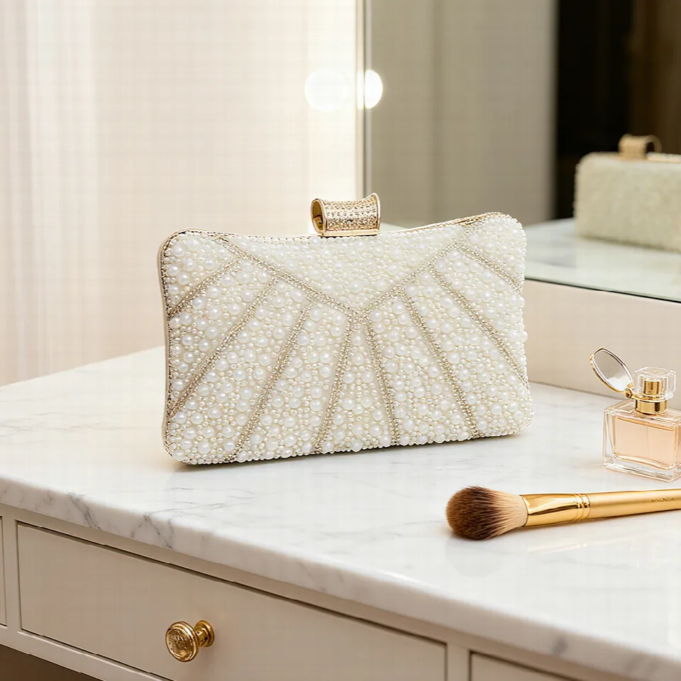 Quilted Pearl Evening Clutch