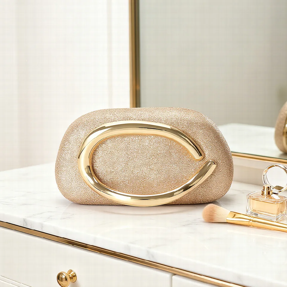 Oval Metallic Minaudière